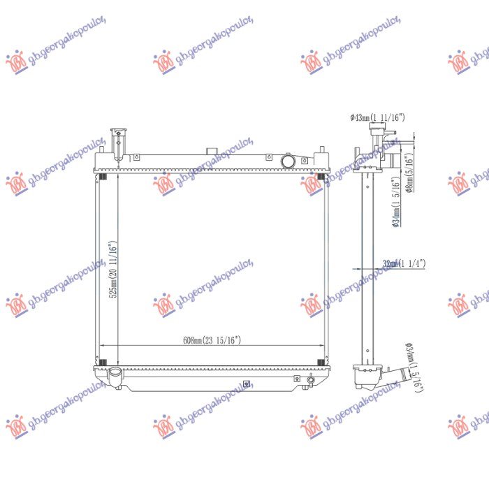 HLADNJAK MOTORA 2.4 TD (52.5x62.5x48) (NISSENS)