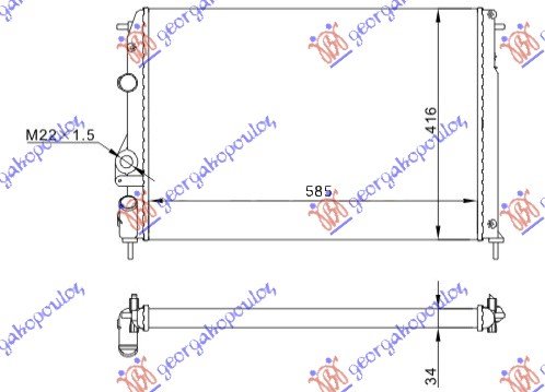 HLADNJAK MOTORA 1.4/1.6/1.8/2.0 (MAN/AUTO) (+AC) (58.5x41) (NRF)