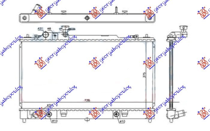 HLADNJAK MOTORA 1.8/2.0 BENZIN (MANUELNI) (375x730x16) 05- (KOYO)