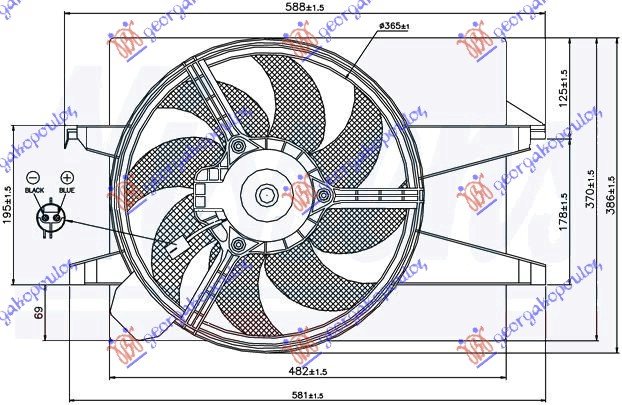 VENTILATOR KOMPLET (BENZIN-DIZEL)  +A/C