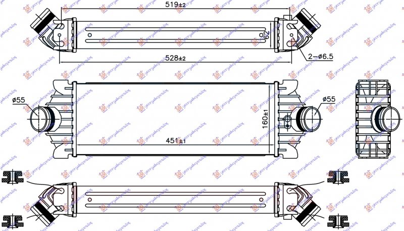 HLAD.INTERCOOLER 2.2 TDCI (451x160x62)