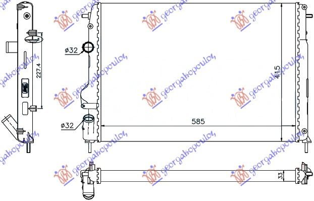 HLADNJAK MOTORA 1.6 BENZIN / 1.5 DCI (+AC) (58.5x41.5x34) (NRF)