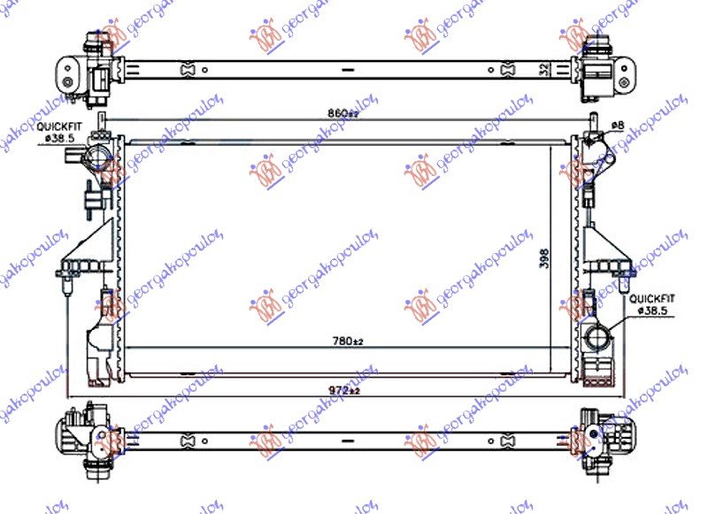 HLADNJAK MOTORA 2.0 BlueHDi DIZEL (MAN) (780x390x32) (NRF)
