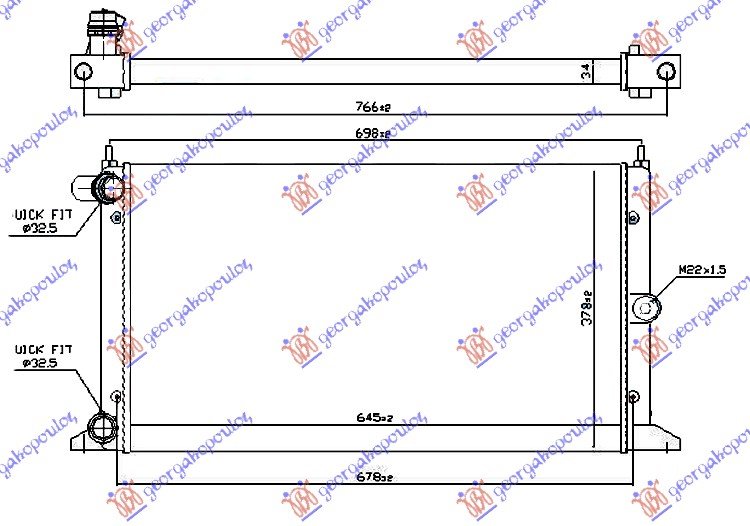 HLADNJAK MOTORA 1.8/2.0i/1.9TDi (63.5x36.6) 2000- (MARELLI)