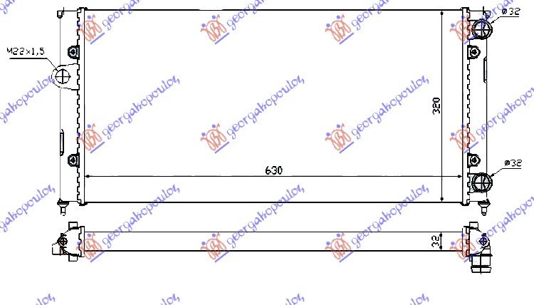 HLADNJAK MOTORA 1.6/1.8/2.0i8V/1.9TDi (630x320x32) (NRF)