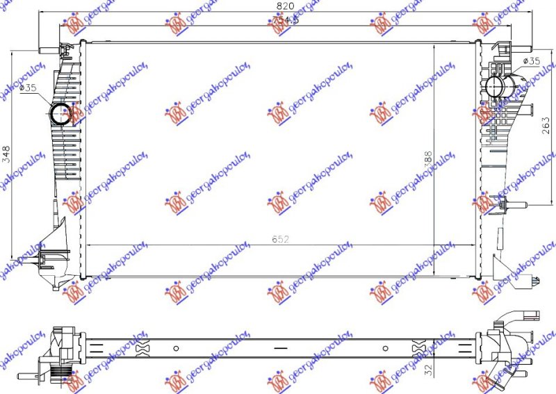 HLADNJAK MOTORA 2.0 TCE (F4R874) BENZIN - 1.6/2.0 DCi DIZEL (650x390) (NRF)