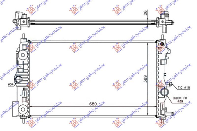 HLADNJAK MOTORA 1.4 TURBO (A14NET-B14NET) BENZIN (MAN) (680x390x26) (VALEO)