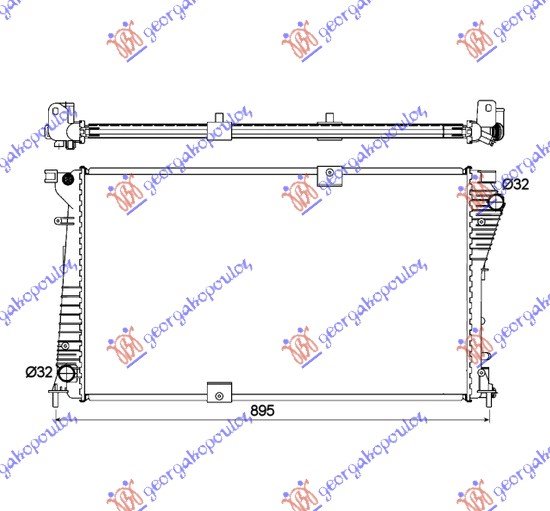 HLADNJAK MOTORA 2.0 CDTi 2.5 DTi DIZEL (780x450x26) CEV DIJAGONALNO (SA START-STOP SISTEMOM) (NRF)