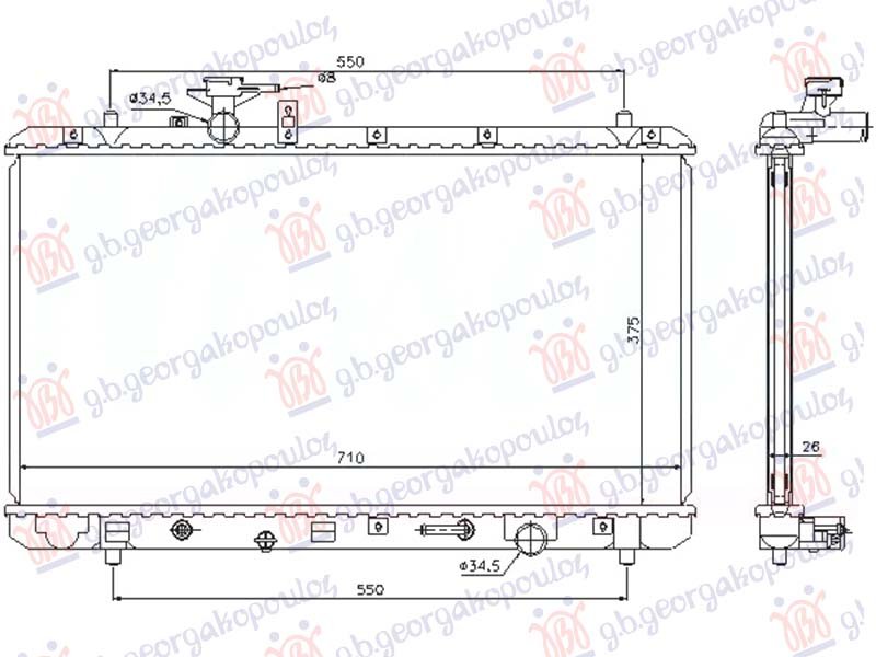 HLADNJAK MOTORA 2.0 BENZIN (MAN/AUTO) (375x710x26) (NISSENS)