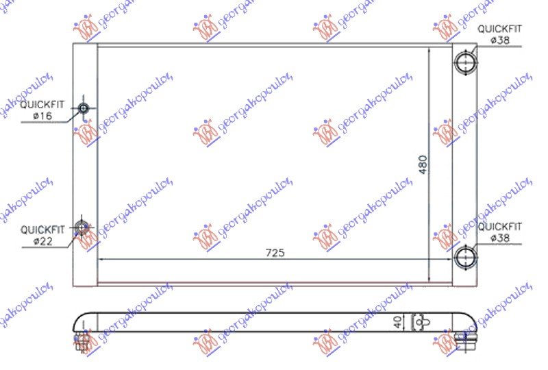 HLAD. 3.7-4.2i BENZ. (725x480x40)RH TUBE