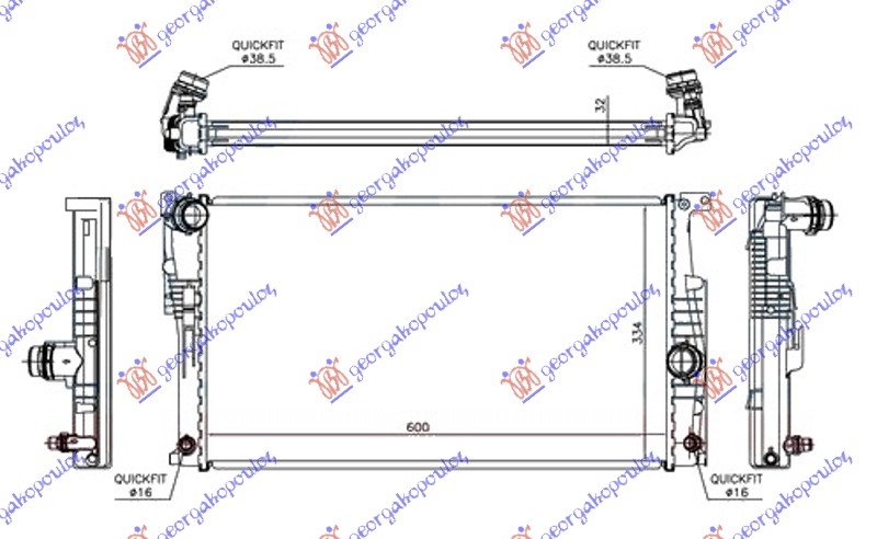 HLADNJAK MOTORA 1.5/2.0/3.0 (118i/ (125i N20 MOTOR) /135i) BENZIN (AUTO) (600x334x32) (NRF)