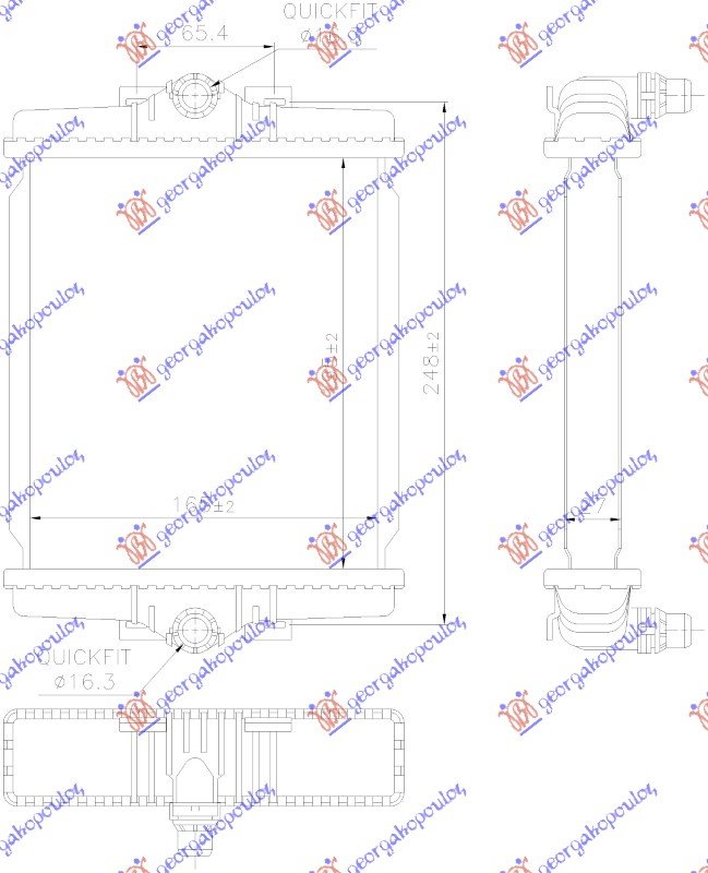 HLADNJAK MOTORA DODATNI 3.0 BENZIN (195x165) (KOYO)