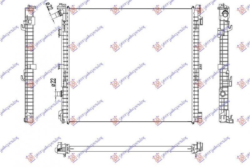 HLADNJAK MOTORA DODATNI 3.0 BENZIN - 2.0 DIZEL (615x564x26) (NRF)