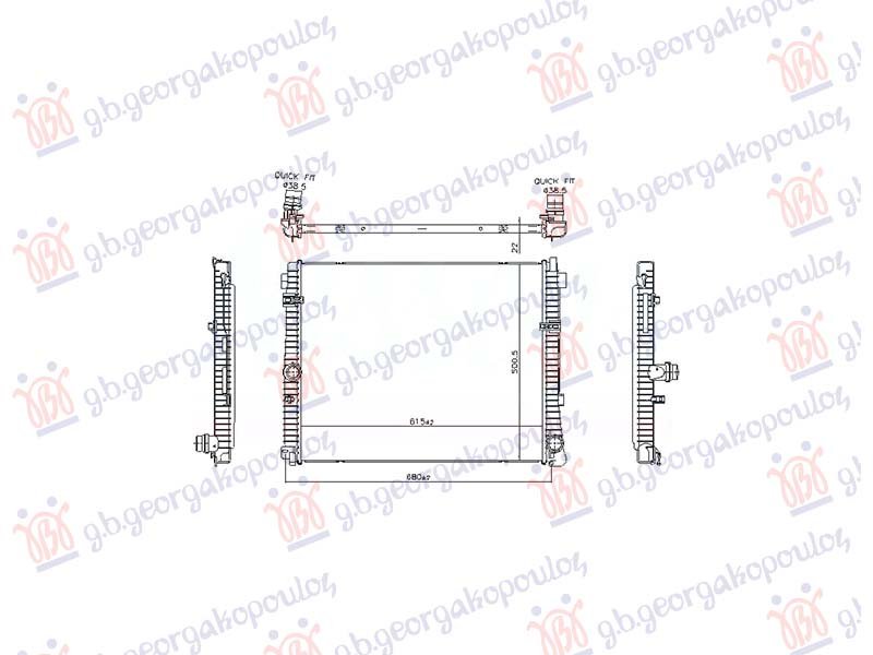 HLADNJAK MOTORA 2.0 BENZIN (615x502x22) (VALEO)