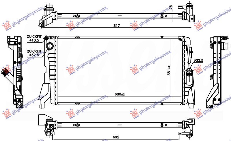 HLADNJAK MOTORA 1.5 (216i/218i) BENZIN (MAN/AUTO) (680x351x26) (VALEO)