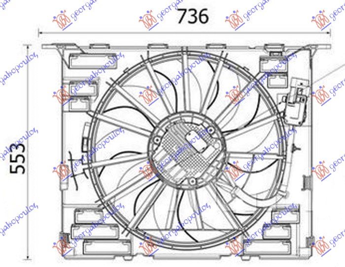VENTILATOR KOMPLET (2.0 HYBRID - 3.0 BENZIN) (484mm) (600W) (4 PIN)