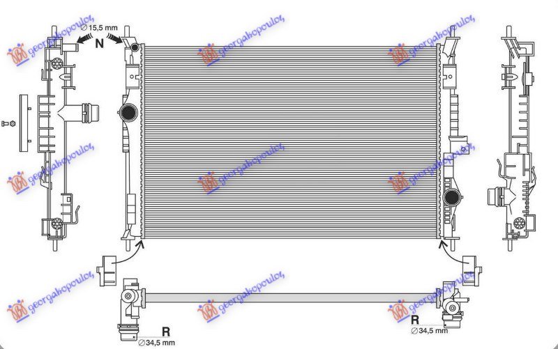 HLADNJAK MOTORA BENZIN/DIZEL (650x435x18) (VALEO TIP) (NRF)