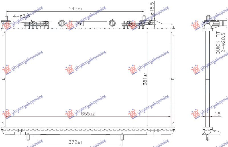 HLADNJKA MOTORA 1.2 BENZIN - 1.5 DIZEL - ELEK.POGON (655x381x16) (NISSENS)