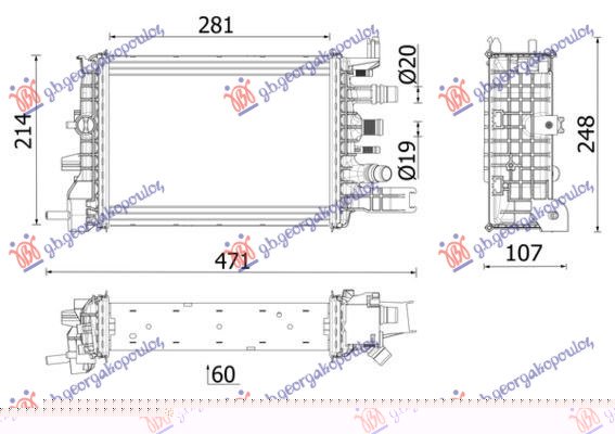 HLADNJAK MOTORA DODATNI 1.5 DIZEL (281x214x60) (NRF)