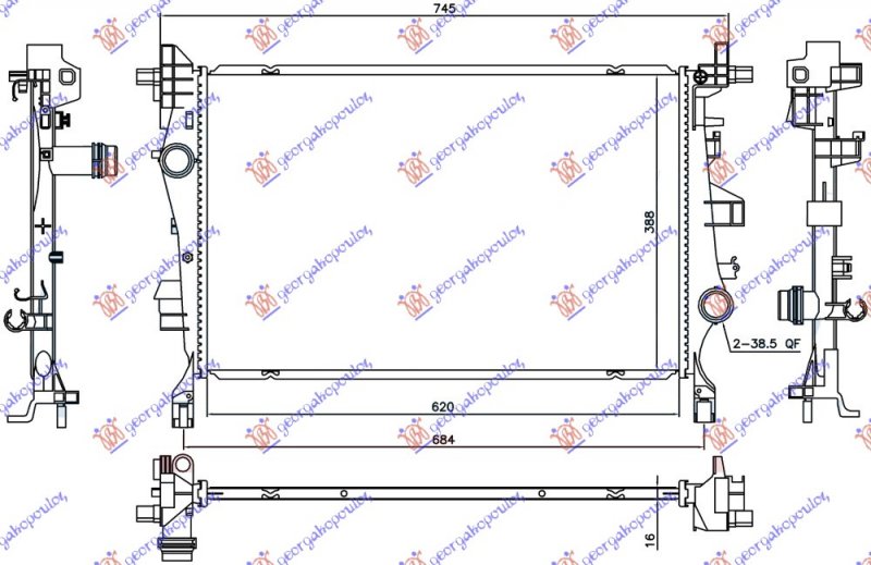 HLADNJAK MOTORA 1.4 TURBO BENZIN / 1.3/1.6 MJTD DIZEL (MAN/AUTO) 2WD/4WD (620x388x16) (NRF)