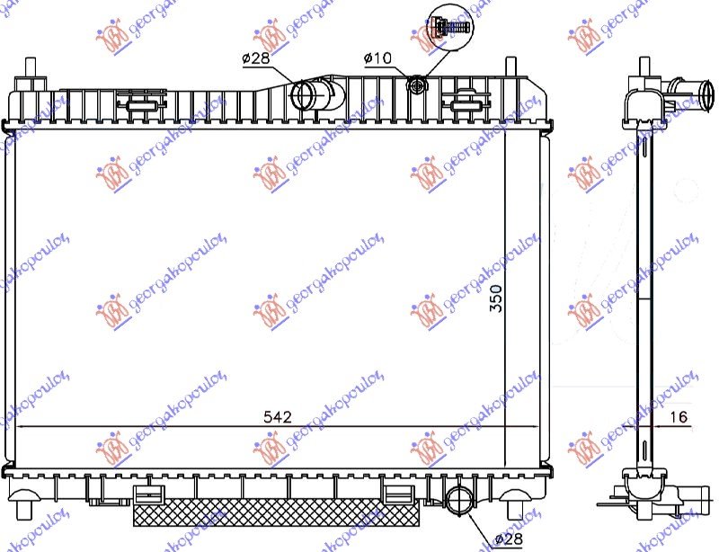 HLADNJAK MOTORA 1.6 BENZIN (MAN/AUTO) (+/-AC) (563x350) (NRF)