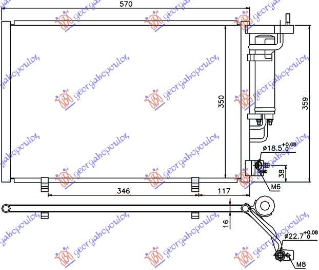 HLADNJAK KLIME 1.25/1.4/1.6 EFi BENZIN - 1.5 TDCi DIZEL (520x320x16) (MARELLI)