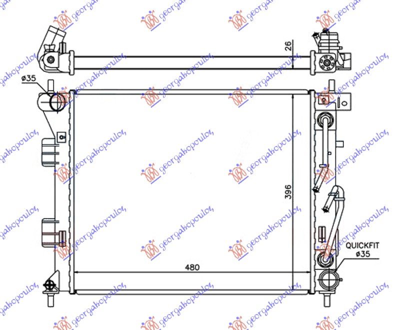 HLADNJAK MOTORA 1.6 CRDi DIZEL (AUTO) (480x395x26) (NRF)