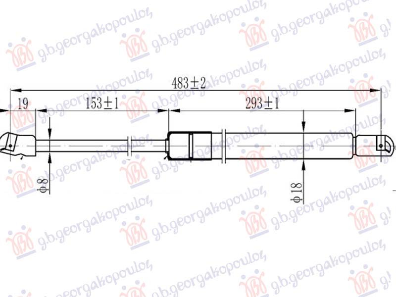 AMORTIZER GEPEK VRATA (483L-530N)