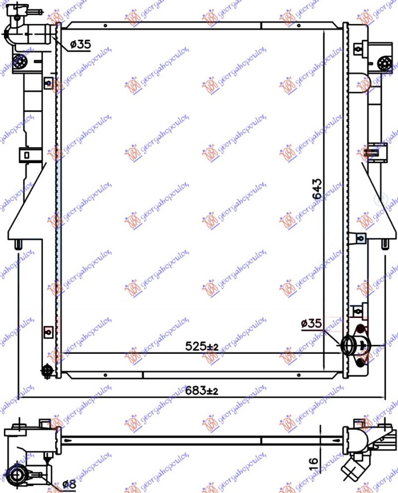 HLADNJAK MOTORA 2.4 DI-D DIZEL (525x669x16) (4N15) (NRF)