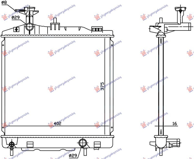 HLADNJAK MOTORA 1.0/1.2 BENZIN (MAN) (375x395x16) (VALEO)