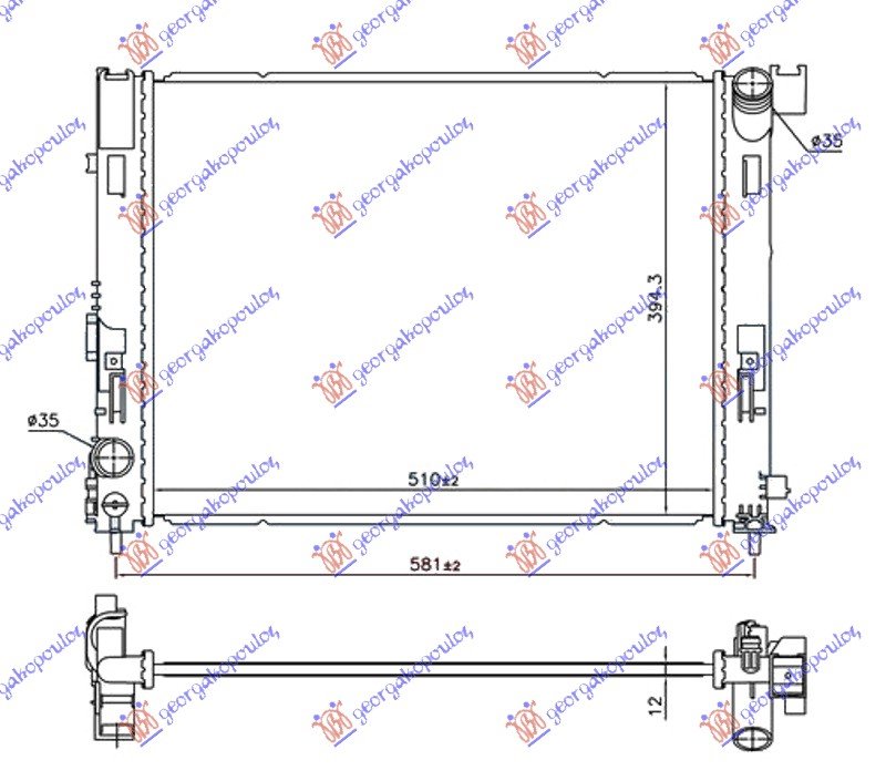 HLADNJAK MOTORA 0.9 IG-T BENZIN - 1.5 dCi DIZEL (510x395x12) (NISSENS)