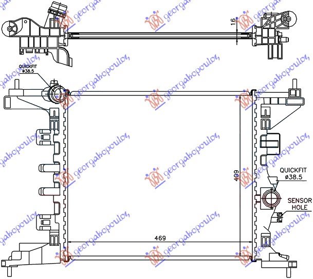 HLADNJAK MOTORA 1.4i/16V (A14XER) (470x428) (NISSENS)