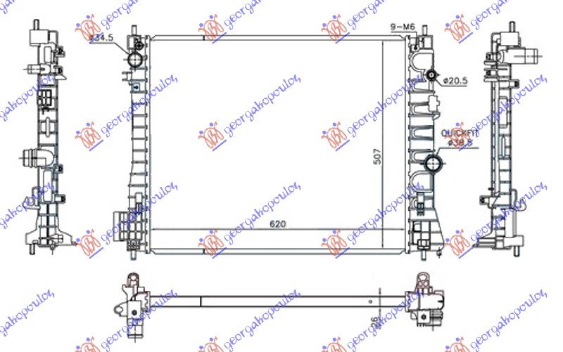 HLADNJAK MOTORA 1.7 DTi/CDTi DIZEL (MAN) (620x510x26) (NISSENS)