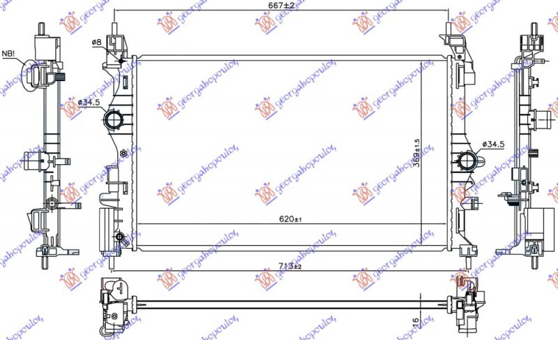 HLADNJAK MOTORA 1.4 TURBO BENZIN (MAN) (620x369x16) (NRF)
