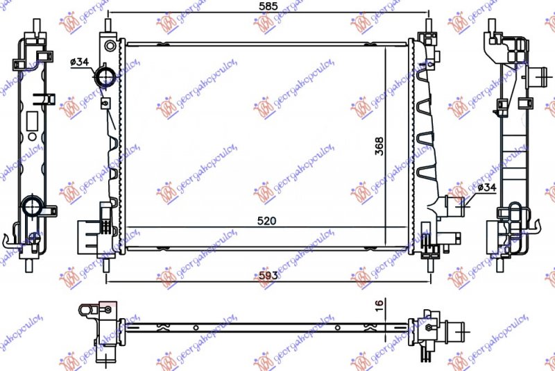 HLADNJAK MOTORA ZA SVE MODELSE (520x370x16) (KOYO)