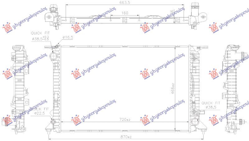 HLADNJAK MOTORA 3.6 BENZIN (AUTO) (720x468x36) (NRF)