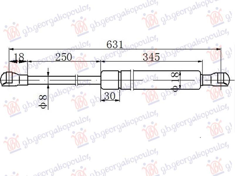 AMORTIZER GEPEK VRATA (632.5L-550N)