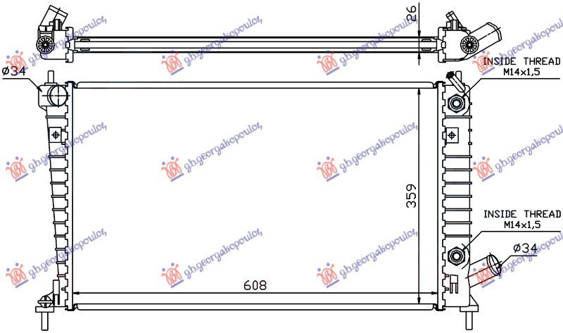 HLADNJAK MOTORA 2.0/2.3 BENZIN (AUTO) (608x359) (NRF)