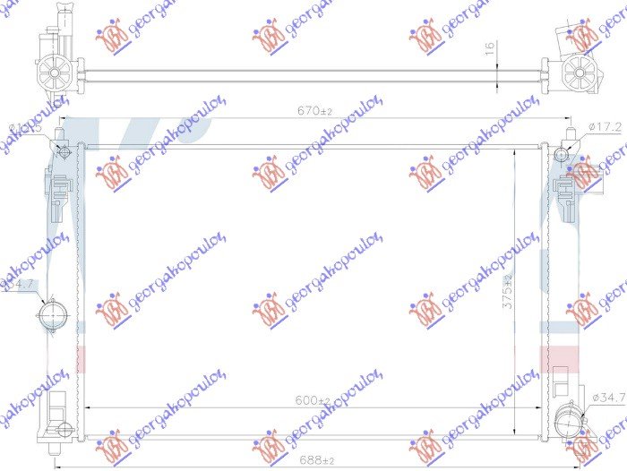 HLADNJAK MOTORA 1.6 BENZ (600x380x16)