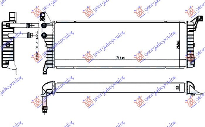 HLADNJAK MOTORA DODATNI 2.0 TDi (110/150KW) DIZEL (715x245x50) (NRF)