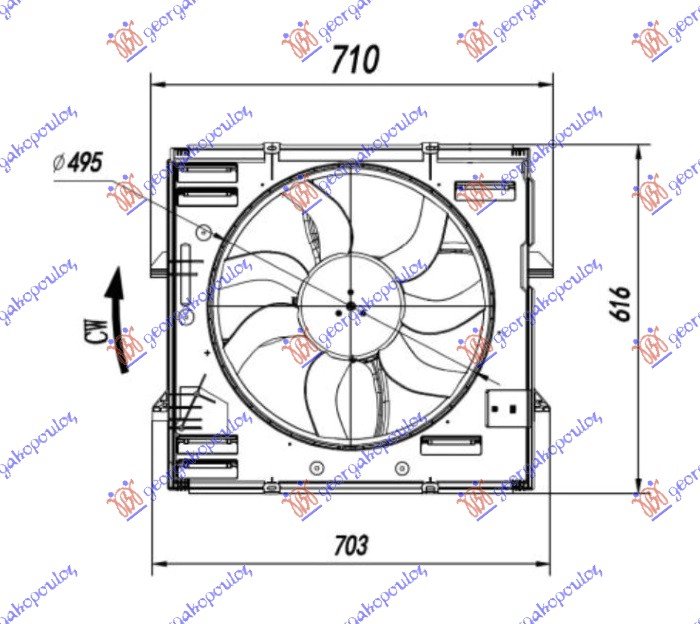 VENTILATOR 2.0 BEN/DIZ 495mm 600W (4PIN)