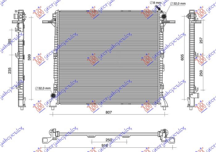 HLADNJAK MOTORA 2.0 TDI DIZEL (MANUELNI/AUTOMATSKI) (718x665) (HELLA)